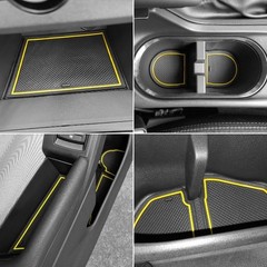 Cup Holder Insert for Center Console Mat Non-Slip Door Pocket Li Color: Yellow