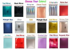 8.5×12″ Metallic Bubble Mailers Pink, Teal, Black, Holographic, 8×12 Envelopes