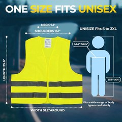10 Pack Yellow Safety Vests, Bulk High Visibility Vest for Men / Woman, Adult Re