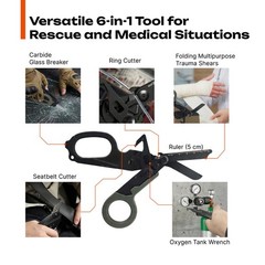 Trauma Shears Foldable Tactical Scissors – 6-in-1 Heavy Duty Emergency Response