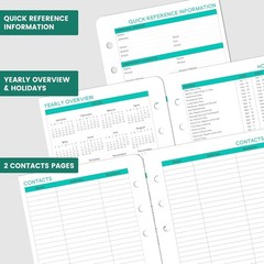 2026 Calendar Planner Inserts A5 5.5 Inch x 8.5 Inch with Flexible Removal Tabs