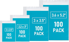 400PCS Small Resealable Plastic Bags With Labels – Assorted Sizes for Storage an