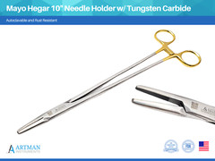 Mayo Hegar Needle Holder Driver 10 inches w/ Tungsten Carbide ARTMAN INSTRUMENTS