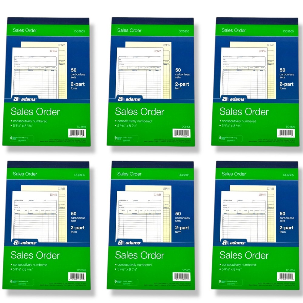 6 x 50=300 Sets ADAMS Invoice Sales Order Books DC5805 tops Duplicate Carbonless