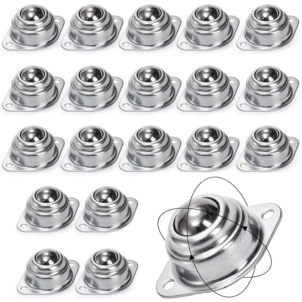 Yarlung 20 Pack 1 Inch Roller Ball Transfer Bearings, Carbon Steel Swivel Ball C