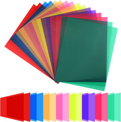 16 Pack Light Gels Colored Overlays Transparency Color Film Plastic Sheets New