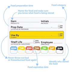 300 Pcs Restaurant Quality Shelf Life Food Rotation Labels 2 x 2 inch, Black