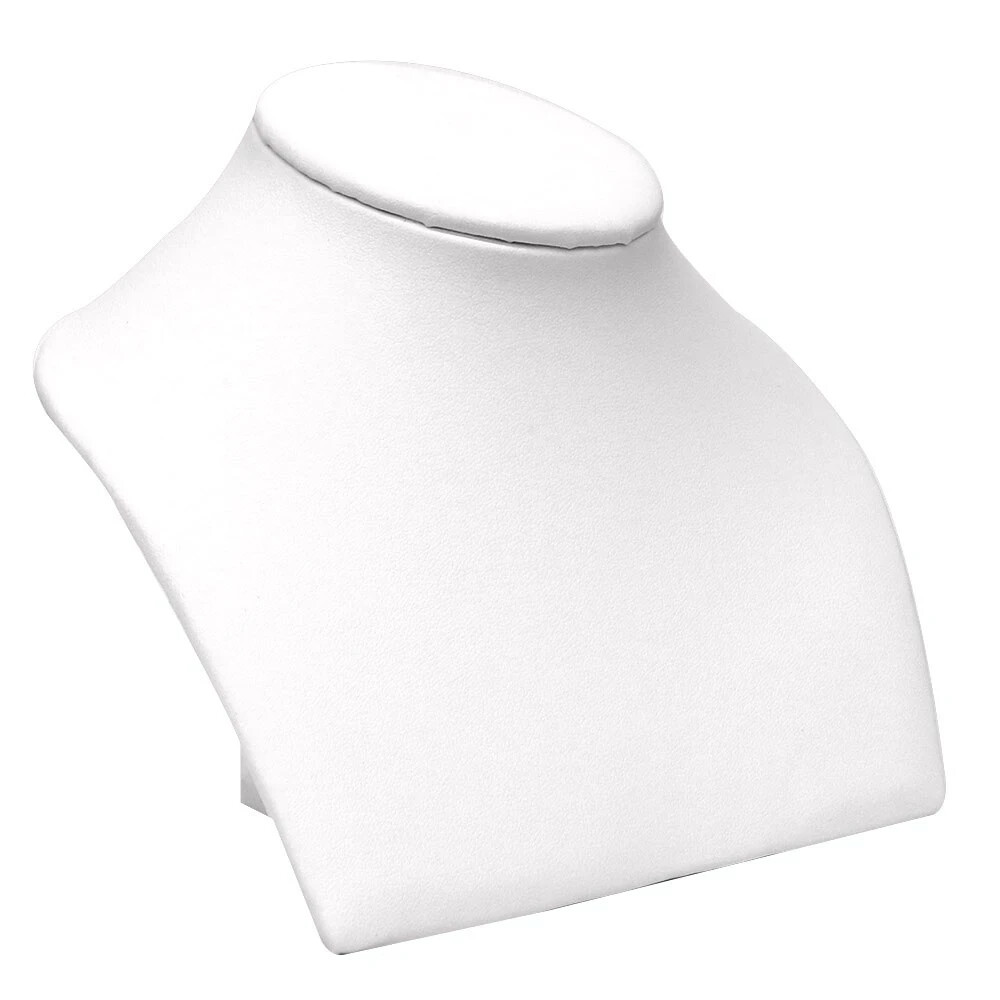 5″ Tall White Leatherette Low Profile Necklace Display Bust