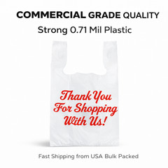 Thank You T-Shirt Bags 0.71 Mil HDPE Grocery Carryout Bags 11.5×6.25×21