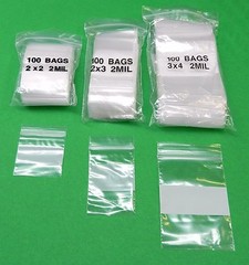 300 Bags Reclosable 2 Mil White Block Poly 2×2 2×3 3×4 -100 Each Zip Top Seal
