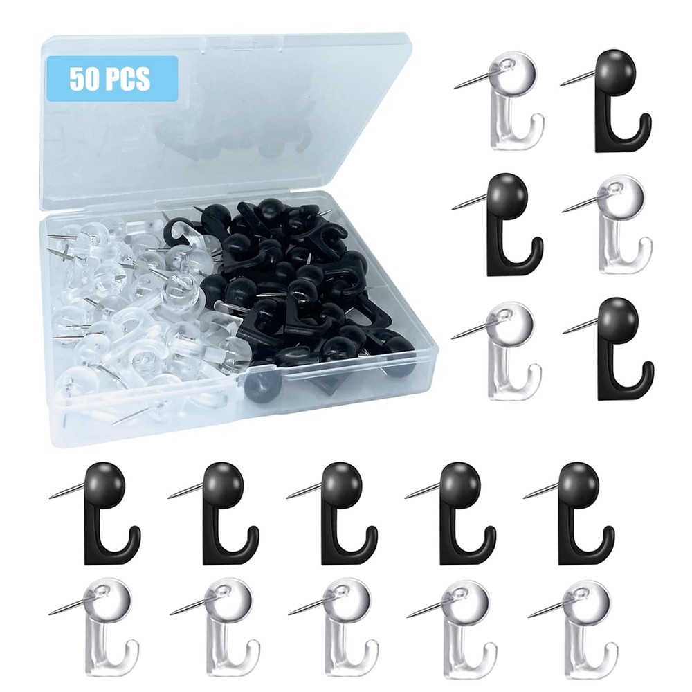 50 PCS Push Pin Hooks, Plastic Heads Cork Board Hooks Decorative Thumb Tacks …