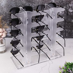 Lamoutor 2 Row Sunglasses Rack Holder Glasses Display Stand Transparent Color