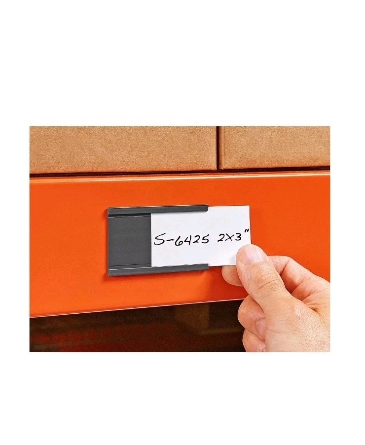 Magnetic Label Holders 2×3 Inch – 20 Pack – C Channel With 40 White Card Inserts