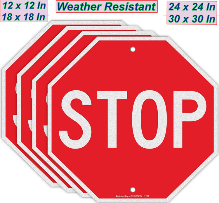 Stop sign 18×18 30×30 24×24 street authentic Reflective Road signs metal 12x12in
