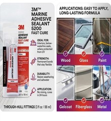 3M 5200 Marine Sealant Fast Cure White 3 oz Tube Fiberglass Adhesive Boat New