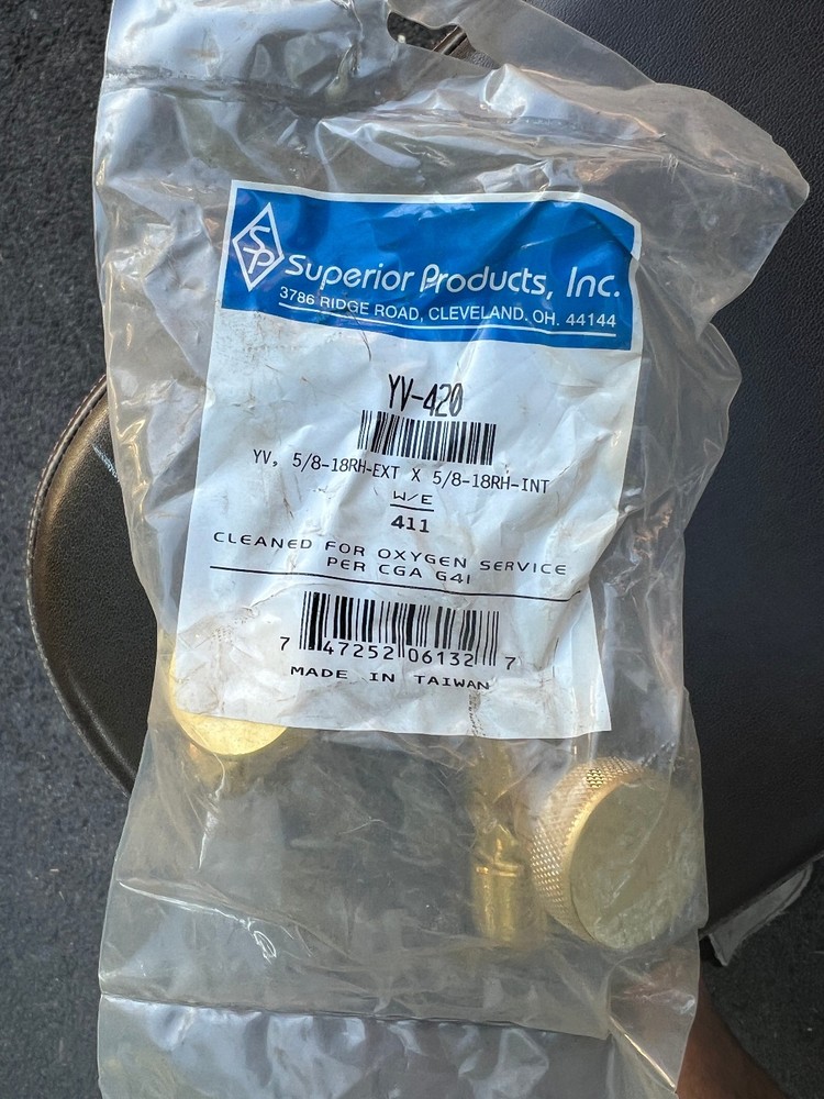 NEW Superior Products Inc. YV-420, YV, 5/8-18RH-EXT X 5/8-18RH-INT