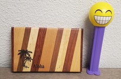 Hawaii Aloha Business Card Holder Wooden Multi-Color Wood 4″ Palm Tree