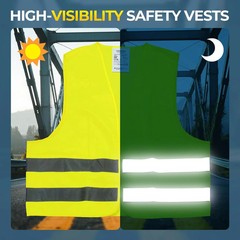 10 Pack Yellow Safety Vests, Bulk High Visibility Vest for Men / Woman, Adult Re