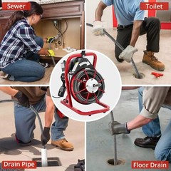 75 FT x 1/2 inch Electric Drain Cleaner Machine Drain Auger Auto Feed With Kits