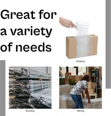 12 Pack Clear 5″x1000′, 80 Ga Mini Stretch Wrap with Handles Plastic Cling Film