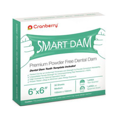 Cranberry CR8166NS Smart Dental Dam Latex Unscented 6″ X 6″ Blue 36/Box