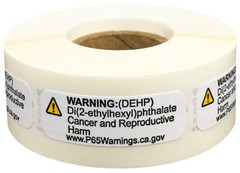 Prop 65 DEHP Short Form Warning Labels | .5 x 1.5″ Inch | 500 Per Roll