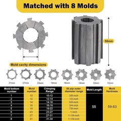 Portable Manual Crimping Tool 8 Molds Included 10mm to 31mm Size Unit