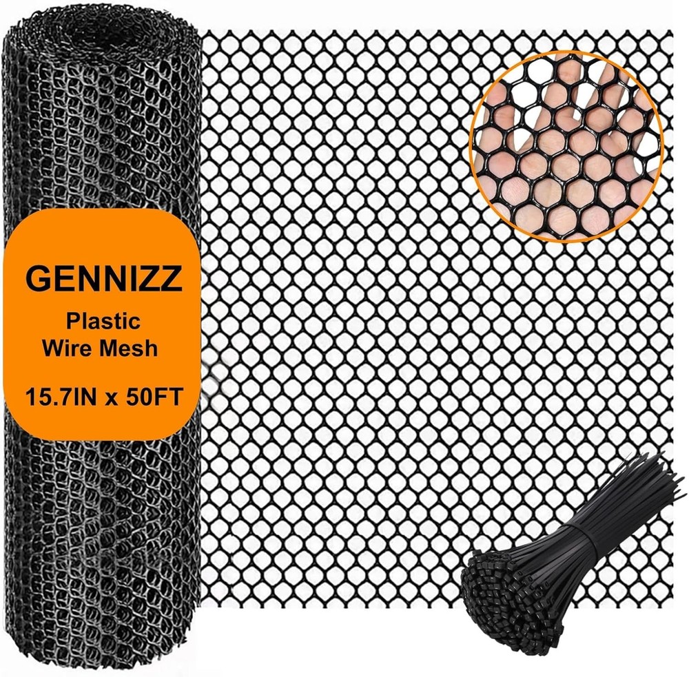 Plastic Wire Mesh Fence Roll, GENNIZZ 15.7IN x 50FT Plastic Chicken Wire Mesh…