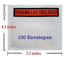 100- 4.5 x 5.5 Packing List Envelopes 4 1/2 x 5 1/2″ Invoice Slip Enclosed Pouch