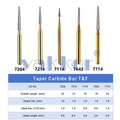 10/Pack Dental Trimming & Finishing Gold Carbide Burs Round Needle Egg FG7106