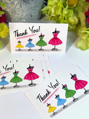 Thank You Business Cards, Ladies’ Fashion Dress Forms, Pink Dress, 50 pcs