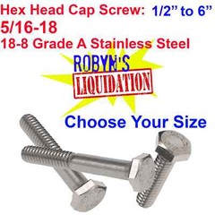 5/16 – 18 GR 18-8 A2 Stainless Steel HEX HEAD CAP SCREW BOLT COARSE – 1/2″ to 6″