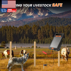 24 Hour Solar Electric Fence Charger 10 Miles up to 10200V Output Range Electri