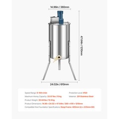 Electric Honey Extractor 3 Frame Beekeeping Honeycomb Spinner Stainless Steel