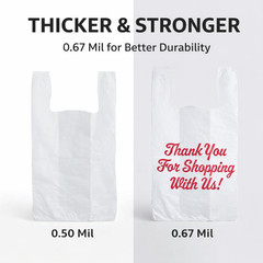 Thank You Plastic Bags 1/5 Large 23x13x8 Grocery T-Shirt Bags 0.67 Mil Retail
