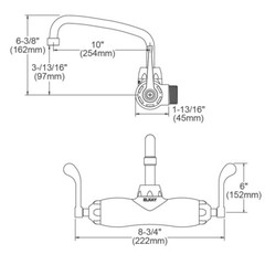 Elkay Foodservice LK945AT10T6T Adjustable Centers, Wall-Mount Faucet, Chrome