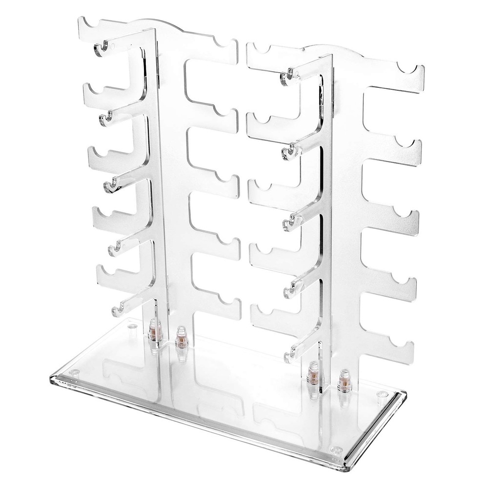 Lamoutor 2 Row Sunglasses Rack Holder Glasses Display Stand Transparent Color