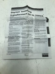 Dayton 4MTP8 Isolating Transformer