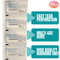 10 PACK: Round-End Taper Dental Diamond Burs, FG (friction grip)