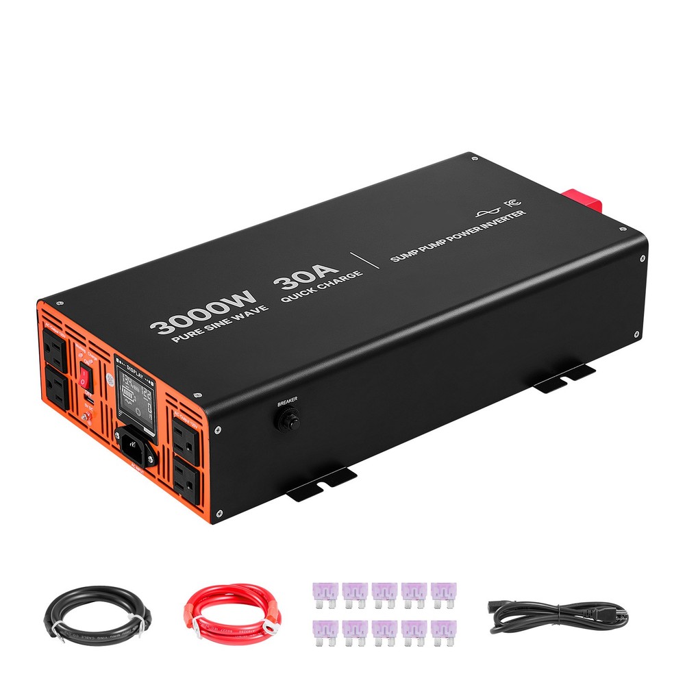 Uimoso 3000W Sump Pump Backup System with LCD Pure Sine Wave Inverter