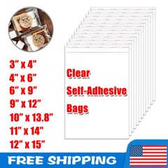 100-1000x Clear Plastic Bags Resealable Self Seal Cello Bag Tape Poly Apparel