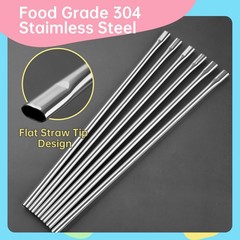 NiHome 6PCS 12″ Anti-Wrinkle Flat Tip Reusable Stainless Straight, Silver
