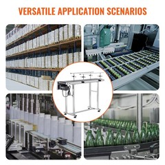 VEVOR Belt Conveyor PVC Stainless Steel Belt Conveyor 47″x7.8″ Double Guardrail