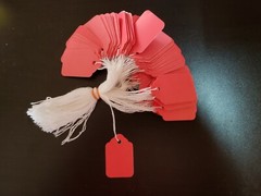 Red Merchandise Price Tags Retail String Strung Coupon Hang Label Blank #5 #8