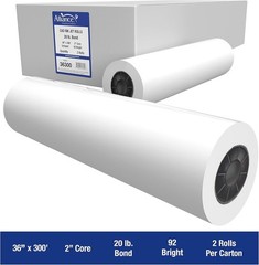 Alliance Wide Format Paper CAD Bond Rolls (20Lb | 2 Rolls, 36 in X 300 Ft | 3″ C