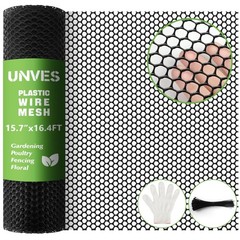 Unves Chicken Wire Plastic Mesh, 15.7IN x 16.4FT Fencing for Poultry Floral D…