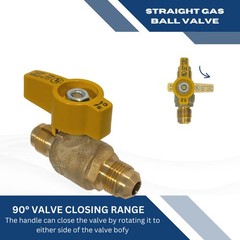 1 Piece 3/8″ Flare X 3/8″ Flare Gas Valve 1/4″ Turn Propane And Natur