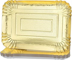 10 PCS Gold Rectangle Trays, Heavy Duty Disposable Paper Cardboard for Platters,