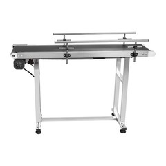 VEVOR Belt Conveyor PVC Stainless Steel Belt Conveyor 47″x7.8″ Double Guardrail