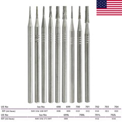 Wave Dental Burs Carbide HP 699 698 702L 703 44.5mm Long Straight Handpiece Bur